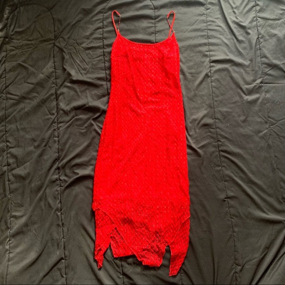 Spaghetti Strap - Knee Length Semi-Formal Red Dress - Picture 4 of 9